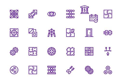 24 íconos para enclavamiento en grueso línea línea formato de uso múltiple icono diseño paquete vector