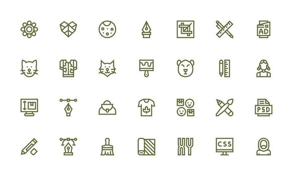 Graphic Design Set with 28 Bold Line Icons Complete Icon Bundle for Web Design vector