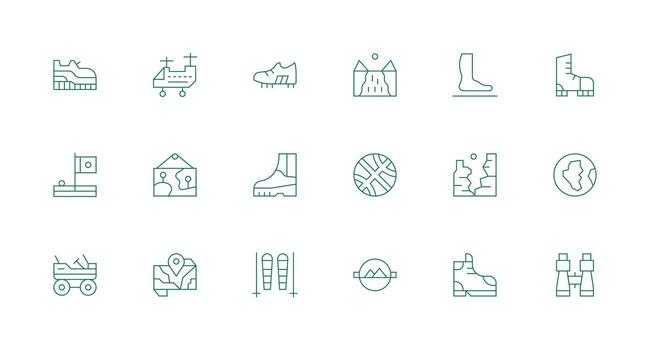 18 Icons for Terrain in Minimal Line Format Detailed Icon Collection for Design Systems vector