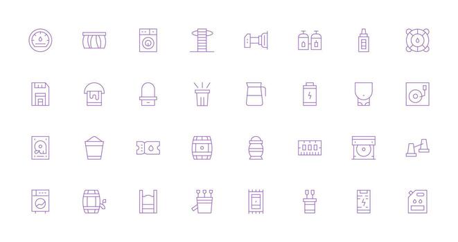 Capacity Icon Set with 32 Thin Line Graphics Universal Icon Pack vector