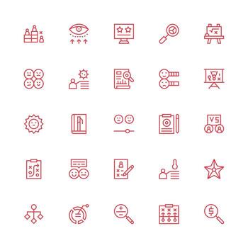 Evaluation Set with 25 Medium Stroke Outline Icons Sharp Icons for Presentations vector