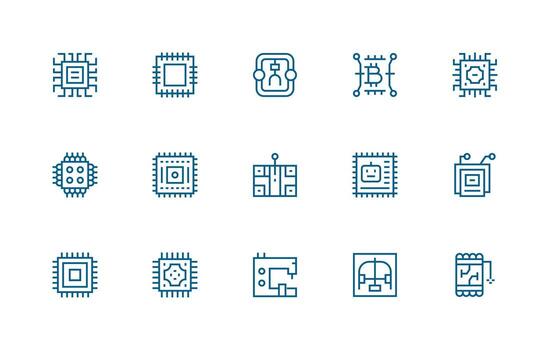 15 Regular Line Icons for Integrated Circuit Graphics Minimal Icon Pack vector