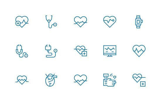 Pulse Design Icons featuring 15 in Regular Line Style Icon Pack for UI vector