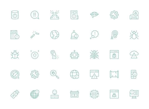 mal funcionamiento icono conjunto con 35 ligero línea gráficos limpiar icono colección para web utilizar vector