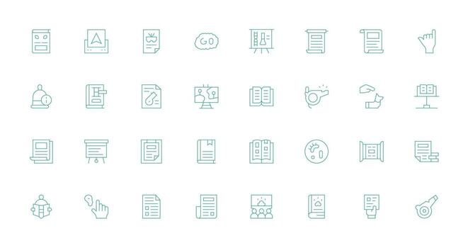 32 Delgado línea vectores para instrucción tema agudo íconos para presentaciones