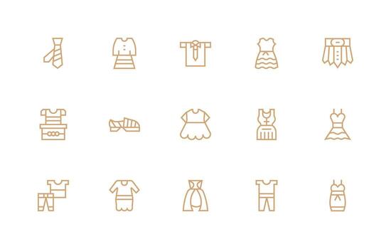 15 Regular Line Style Icons from Dress Collection Quick Access Icons for UI Development vector