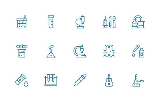 15 Regular Line Style Icons from Lab Equipment Collection UI and UX Focused Icon Collection vector