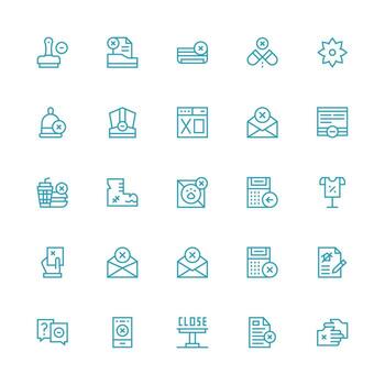 Cancel Icon Set with 25 Medium Stroke Outline Graphics Line Icon Collection vector