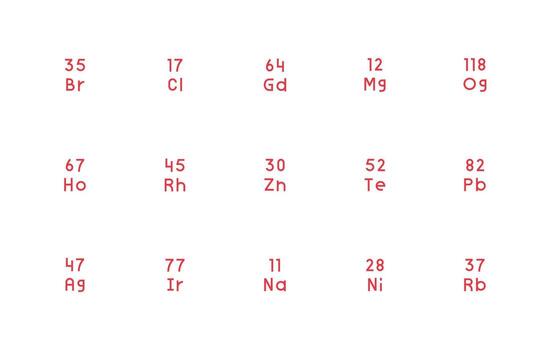 15 Regular Line Designs for Atomic Number Icons Simple Icons for Interface and Wireframes vector
