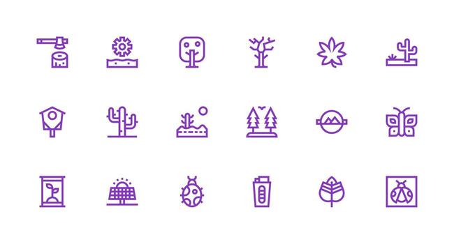Strong Stroke Line Style Environment Icons with 18 Vectors Clear and Concise Icon Set Collection