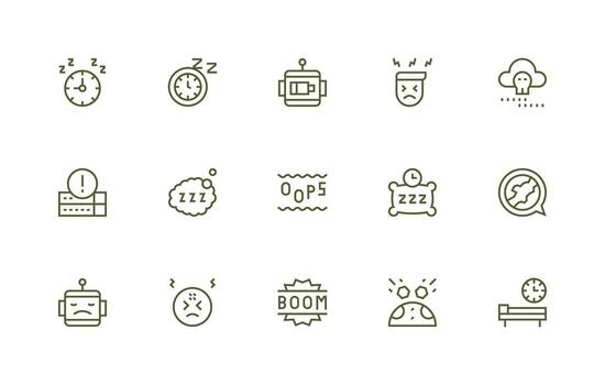 15 Icons for Downtime in Regular Line Format Minimal Icon Set for Interface Projects vector