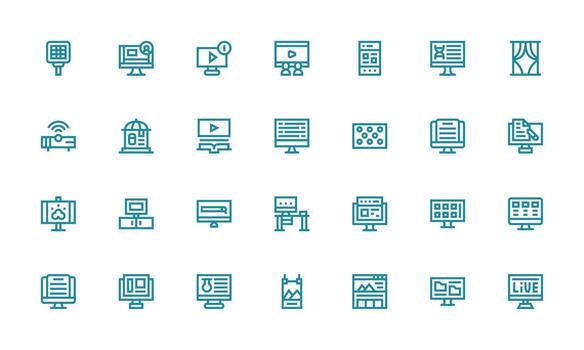 28 Icons for Screen in Bold Line Format UI Icon Set vector