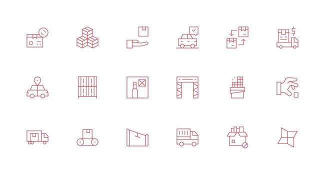 Logistics featuring 18 Icons in Minimal Line Design Multi-Purpose Icon Pack for Templates vector