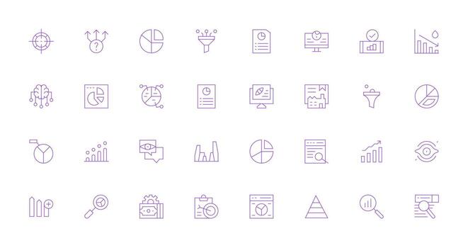 datos análisis diseño íconos presentando 32 en Delgado línea estilo tablero icono serie vector