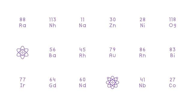 Periodic Table Design Icons featuring 18 in Minimal Line Style Full Icon Library for UI Designers vector