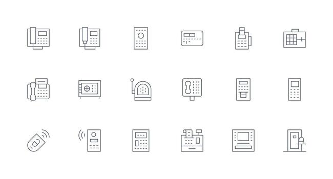 mínimo línea íconos desde teclado conjunto con 18 vectores tablero icono serie
