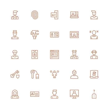 medio carrera contorno íconos desde iniciar sesión conjunto con 25 vectores interfaz icono colección para diario proyectos