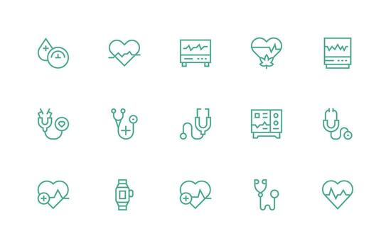 15 Regular Line Icons for Pulse Graphics Professional Icon Set vector