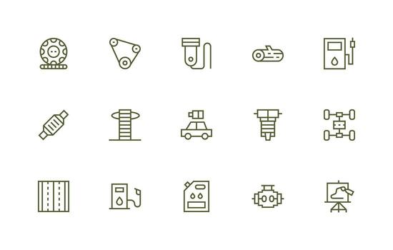 Motor Set with 15 Regular Line Icons All Device Compatible Icon Set vector