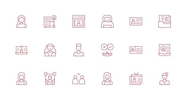 Minimal Line Style User Account Icons with 18 Vectors Quick Access Icons for UI Development