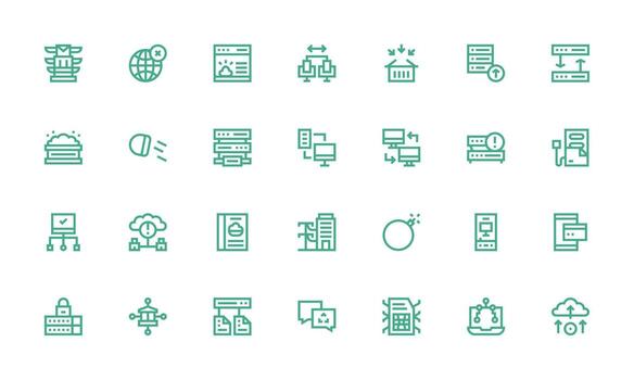 negrita línea íconos desde servidor conjunto con 28 vectores web icono colección