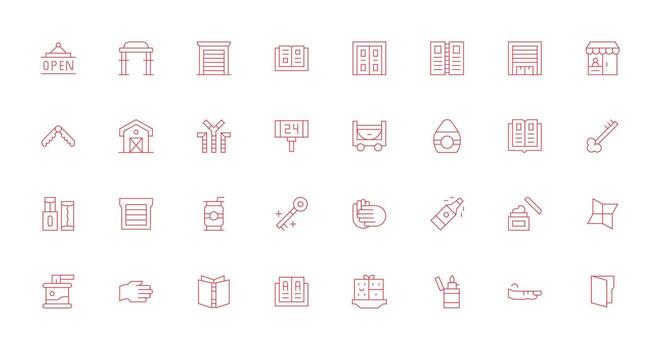 Open featuring 32 Icons in Thin Line Design Web Icon Collection vector