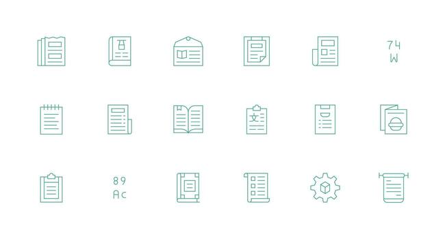 Specifications Icon Set with 18 Minimal Line Graphics Complete Icon Set for Mobile Apps vector