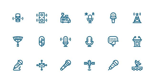 18 fuerte carrera línea vectores para radiodifusión tema ligero icono serie para rápido prototipos