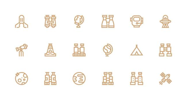 Strong Stroke Line Style Exploration Icons with 18 Vectors Neutral Style Icons for Any Project