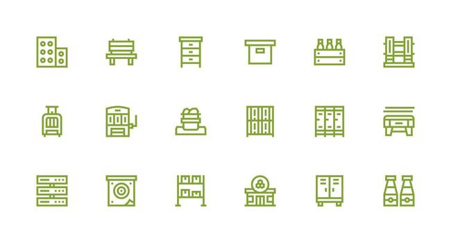 Strong Stroke Line Icons from Storage Unit Set with 18 Vectors Essential Icons for Rapid UI Building