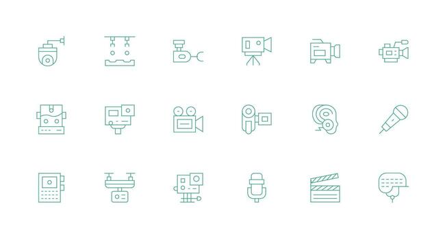Recording Device featuring 18 Icons in Minimal Line Design Basic Icon Series vector