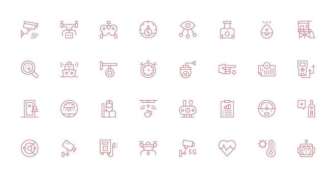 Monitoring Set with 32 Thin Line Icons Pixel Perfect Icons for Modern Apps vector