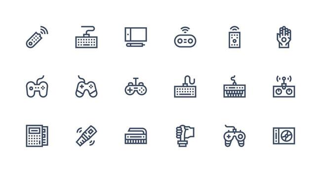 Input Device Icon Set with 18 Strong Stroke Line Graphics Glyph Icon Series vector