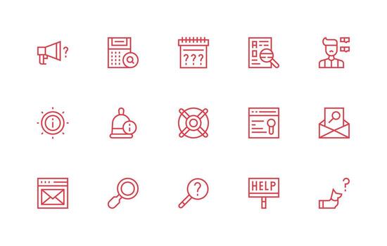 15 Query Icons in Regular Line Aesthetic Flat Icon Set vector