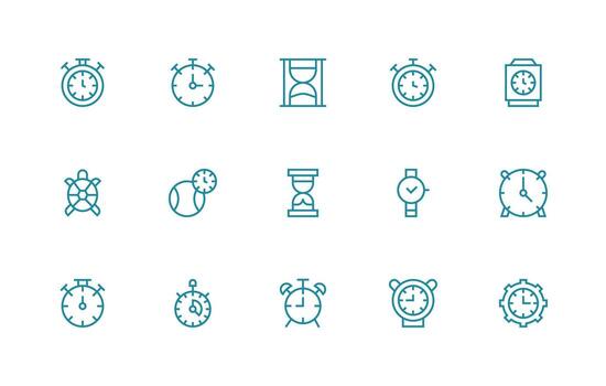 cronómetro visual paquete conteniendo 15 regular línea íconos sencillo íconos para interfaz y wireframes vector
