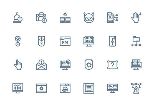 software icono conjunto con 24 grueso línea línea gráficos plano icono conjunto vector
