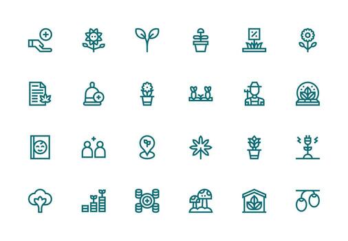 Growing Design Icons featuring 24 in Thick Line Line Style Minimal Icon Set for Interface Projects vector