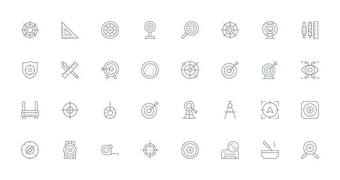 exactitud icono conjunto con 32 Delgado línea gráficos equilibrado icono conjunto para funcional diseño vector