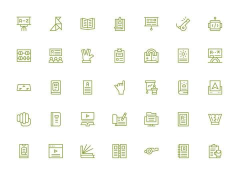 Instruction Icon Set with 35 Regular Clean Line Graphics Icon Set for Projects vector