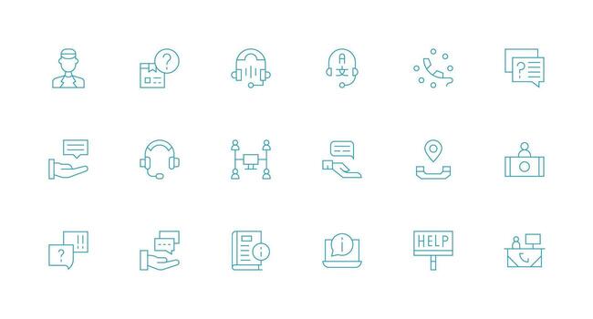 Helpdesk Set with 18 Minimal Line Icons Fully Editable Icon Set for Web vector