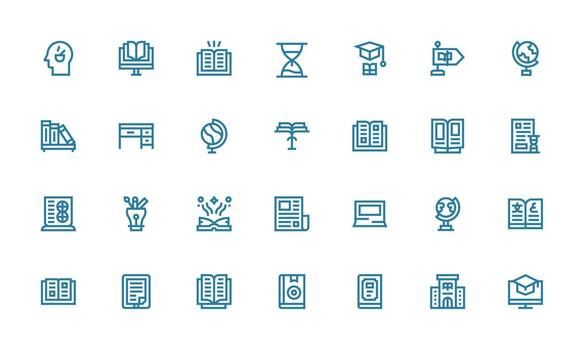 28 íconos para estudiar en negrita línea formato multi-estilo icono colección vector