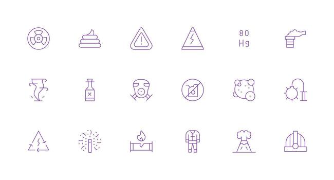 Hazardous Visual Pack containing 18 Minimal Line Icons High-Resolution Icons for Any Platform vector