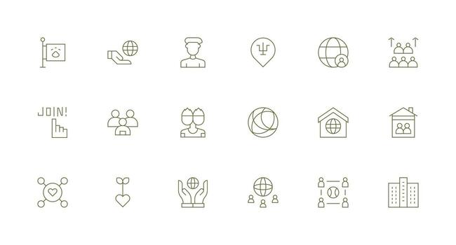 Minimal Line Style Community Icons with 18 Vectors Versatile Icon Collection for Designers