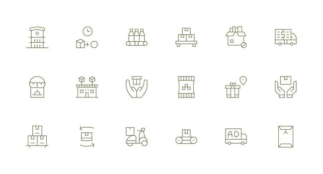 18 Minimal Line Designs for Shipment Icons Balanced Icon Set for Functional Design vector