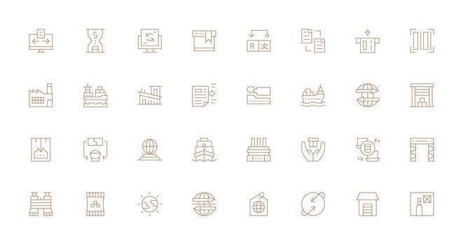 Thin Line Style Export Icons with 32 Vectors Clean Icon Collection for Web Use
