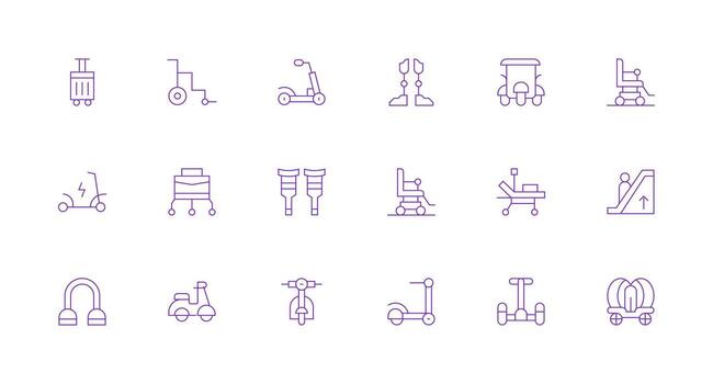 18 Minimal Line Icons for Mobility Graphics Essential Icon Set for Teams vector