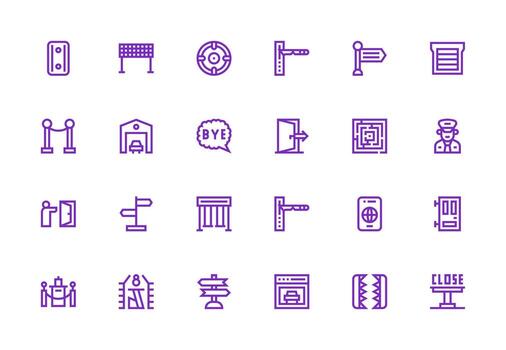 Exit Visual Pack containing 24 Thick Line Line Icons Interface Icon Collection for Daily Projects vector