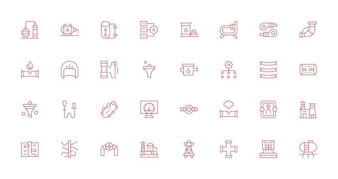 32 Thin Line Vectors for Pipeline Theme Professional Icon Set