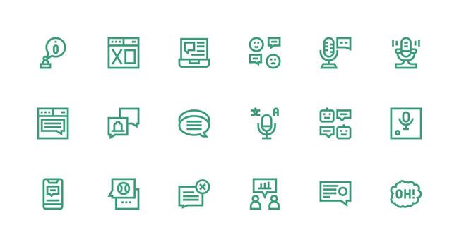 18 Strong Stroke Line Vectors for Dialog Theme Optimized Icon Pack for Digital Products
