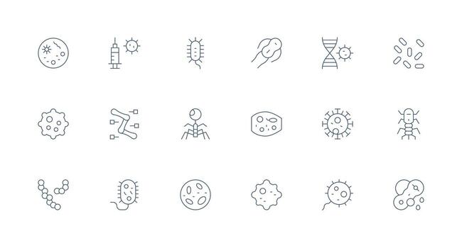 Pathogen Icon Collection with 18 Minimal Line Designs App Icon Pack vector